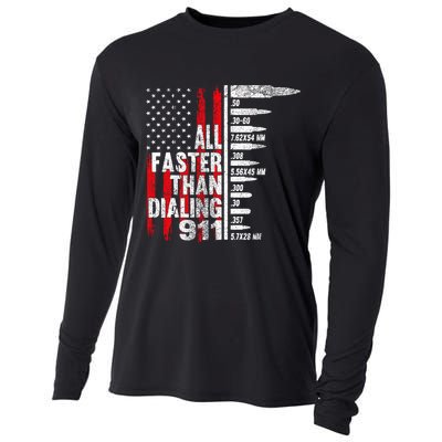 All Faster Than Dialing 911 American Flag Cooling Performance Long Sleeve Crew