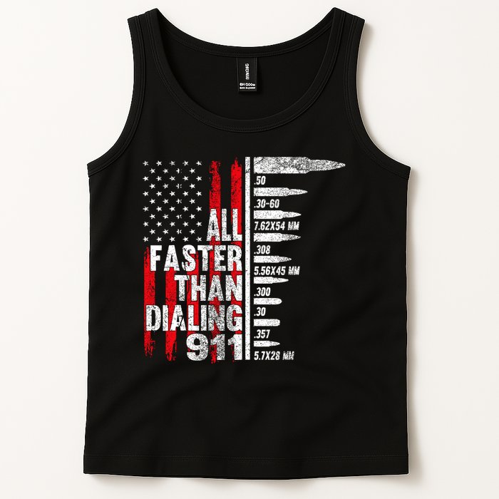 All Faster Than Dialing 911 American Flag Tank Top