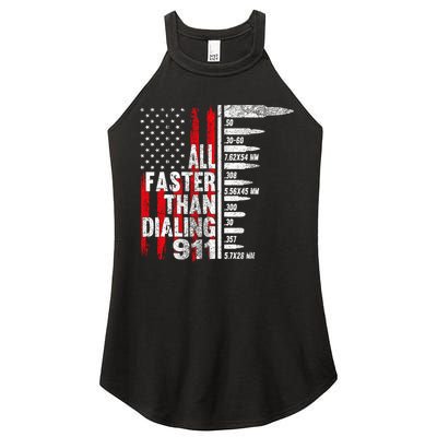 All Faster Than Dialing 911 American Flag Women's Perfect Tri Rocker Tank