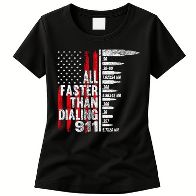 All Faster Than Dialing 911 American Flag Womens T-Shirt