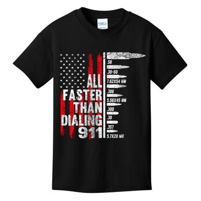 All Faster Than Dialing 911 American Flag Kids T-Shirt