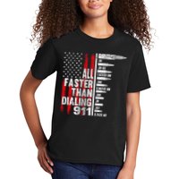 All Faster Than Dialing 911 American Flag Kids T-Shirt