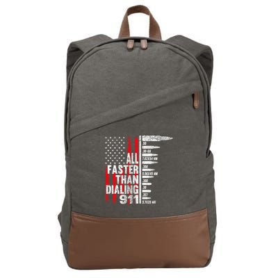 All Faster Than Dialing 911 American Flag Cotton Canvas Backpack