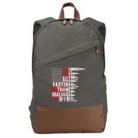 All Faster Than Dialing 911 American Flag Cotton Canvas Backpack