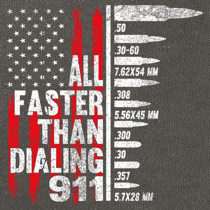 All Faster Than Dialing 911 American Flag Cotton Canvas Backpack