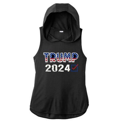 American Flag Trump 2024 Shirt Ladies PosiCharge Tri-Blend Wicking Draft Hoodie Tank