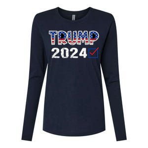 American Flag Trump 2024 Shirt Womens Cotton Relaxed Long Sleeve T-Shirt