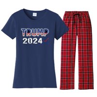 American Flag Trump 2024 Shirt Women's Flannel Pajama Set