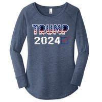 American Flag Trump 2024 Shirt Women's Perfect Tri Tunic Long Sleeve Shirt