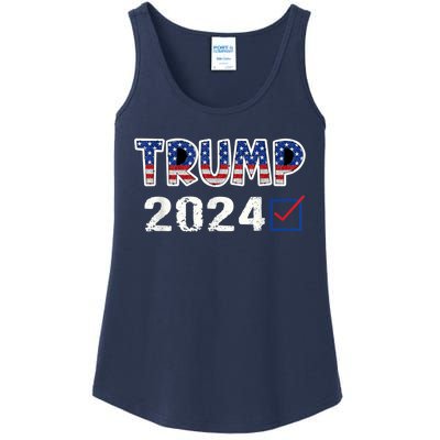 American Flag Trump 2024 Shirt Ladies Essential Tank