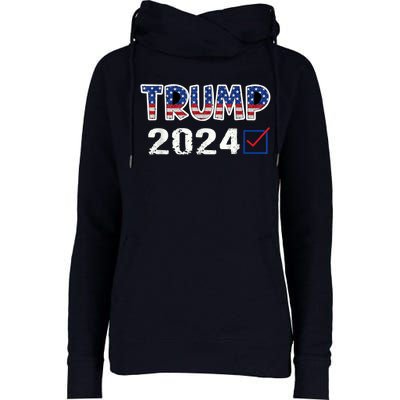 American Flag Trump 2024 Shirt Womens Funnel Neck Pullover Hood