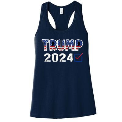 American Flag Trump 2024 Shirt Women's Racerback Tank