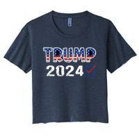 American Flag Trump 2024 Shirt Women's Crop Top Tee