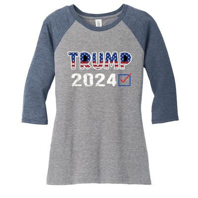 American Flag Trump 2024 Shirt Women's Tri-Blend 3/4-Sleeve Raglan Shirt