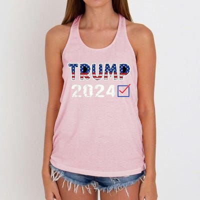 American Flag Trump 2024 Shirt Women's Knotted Racerback Tank