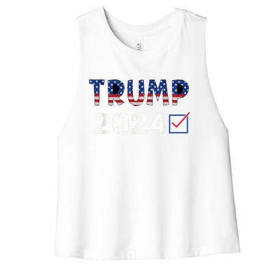 American Flag Trump 2024 Shirt Women's Racerback Cropped Tank