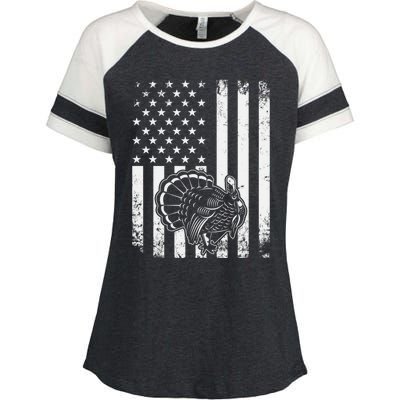 American Flag Turkey Hunting Turkey Hunter Funny Gift Enza Ladies Jersey Colorblock Tee