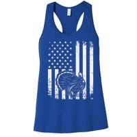 American Flag Turkey Hunting Turkey Hunter Funny Gift Women's Racerback Tank