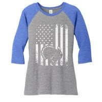 American Flag Turkey Hunting Turkey Hunter Funny Gift Women's Tri-Blend 3/4-Sleeve Raglan Shirt