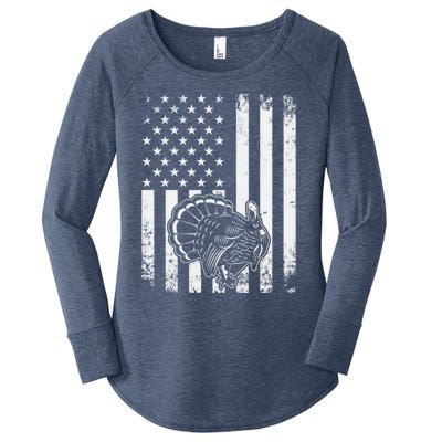 American Flag Turkey Hunting Turkey Hunter Funny Gift Women's Perfect Tri Tunic Long Sleeve Shirt