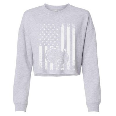 American Flag Turkey Hunting Turkey Hunter Funny Gift Cropped Pullover Crew