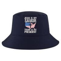 American Flag Tee Jesus Is My Savior Trump Is My President Cool Comfort Performance Bucket Hat