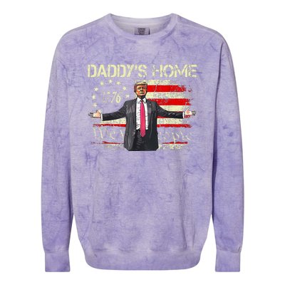 American Flag Trump 2024 DaddyS Home We The People Colorblast Crewneck Sweatshirt