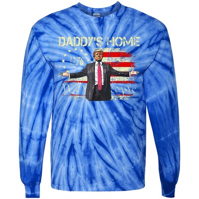 American Flag Trump 2024 DaddyS Home We The People Tie-Dye Long Sleeve Shirt