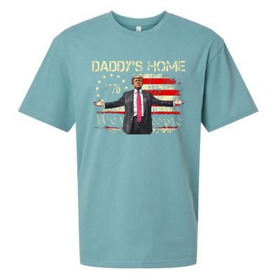 American Flag Trump 2024 DaddyS Home We The People Sueded Cloud Jersey T-Shirt