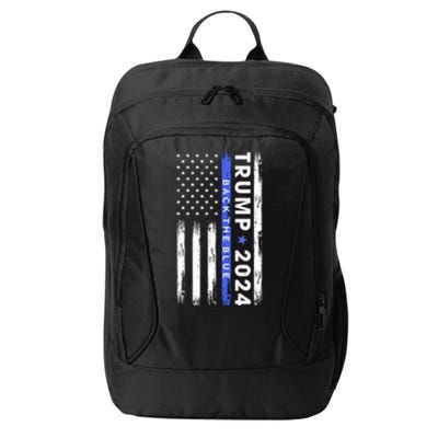 American Flag Trump 2024 Back The Blue Thin Blue Line Gift City Backpack