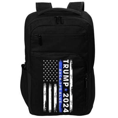 American Flag Trump 2024 Back The Blue Thin Blue Line Gift Impact Tech Backpack