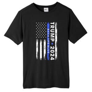 American Flag Trump 2024 Back The Blue Thin Blue Line Gift Tall Fusion ChromaSoft Performance T-Shirt