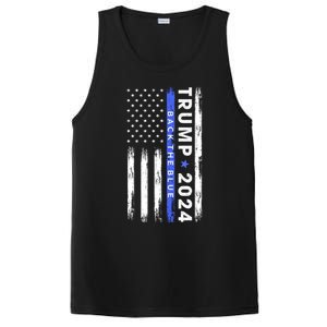 American Flag Trump 2024 Back The Blue Thin Blue Line Gift PosiCharge Competitor Tank