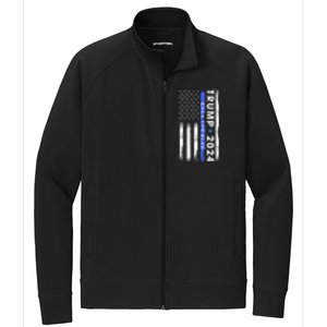 American Flag Trump 2024 Back The Blue Thin Blue Line Gift Stretch Full-Zip Cadet Jacket