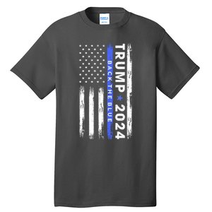 American Flag Trump 2024 Back The Blue Thin Blue Line Gift Tall T-Shirt