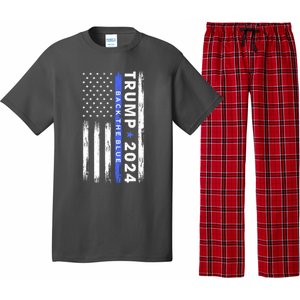 American Flag Trump 2024 Back The Blue Thin Blue Line Gift Pajama Set