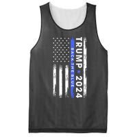 American Flag Trump 2024 Back The Blue Thin Blue Line Gift Mesh Reversible Basketball Jersey Tank