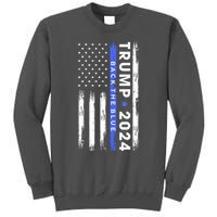 American Flag Trump 2024 Back The Blue Thin Blue Line Gift Tall Sweatshirt