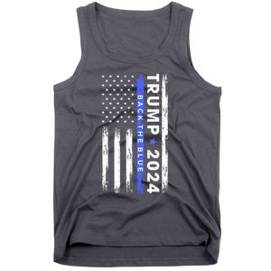 American Flag Trump 2024 Back The Blue Thin Blue Line Gift Tank Top