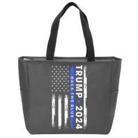 American Flag Trump 2024 Back The Blue Thin Blue Line Gift Zip Tote Bag