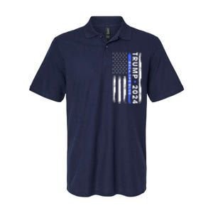 American Flag Trump 2024 Back The Blue Thin Blue Line Gift Softstyle Adult Sport Polo