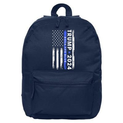 American Flag Trump 2024 Back The Blue Thin Blue Line Gift 16 in Basic Backpack