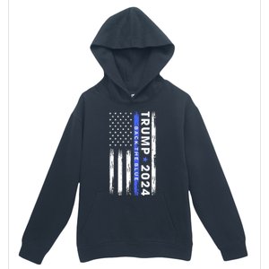 American Flag Trump 2024 Back The Blue Thin Blue Line Gift Urban Pullover Hoodie