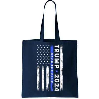 American Flag Trump 2024 Back The Blue Thin Blue Line Gift Tote Bag