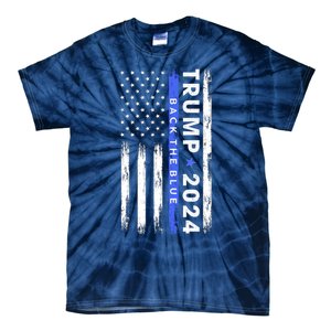 American Flag Trump 2024 Back The Blue Thin Blue Line Gift Tie-Dye T-Shirt