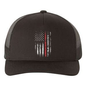 American Flag Thin Red Line Firefighter Support Patriotic Yupoong Adult 5-Panel Trucker Hat