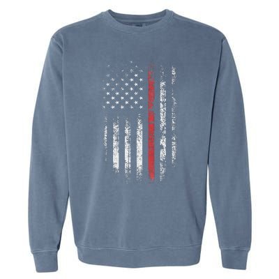 American Flag Thin Red Line Firefighter Support Patriotic Garment-Dyed Sweatshirt