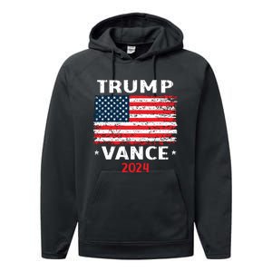 America Flag Trump Vance 2024 Vp Vice President Performance Fleece Hoodie