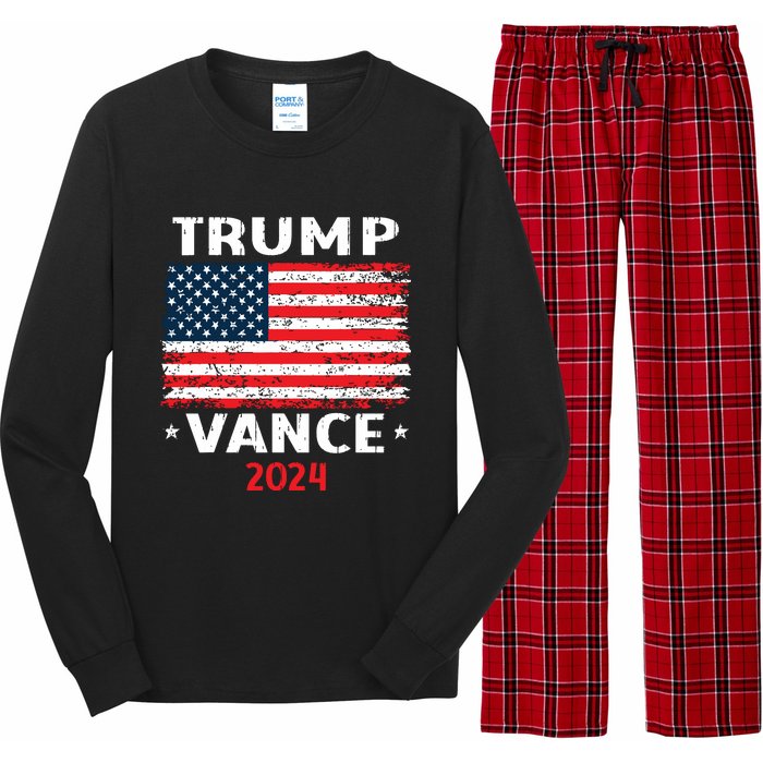 America Flag Trump Vance 2024 Vp Vice President Long Sleeve Pajama Set