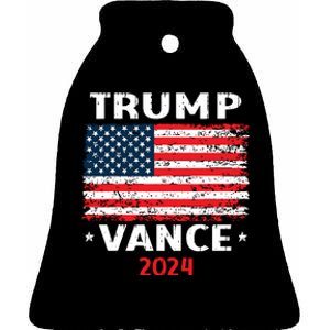 America Flag Trump Vance 2024 Vp Vice President Ceramic Bell Ornament